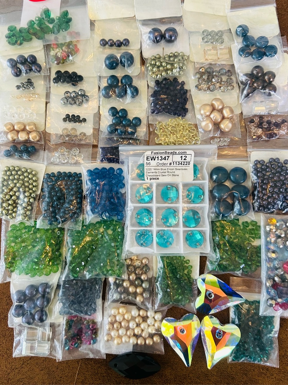 Swarovski 1,500+ vintage crystal + pearl beads huge lot assorted colors styles